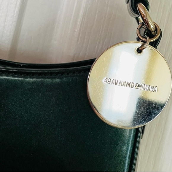 Chic Dark Green Leather Shoulder Bag by Parisjan designer Junko Shimada - Picture 6 of 8